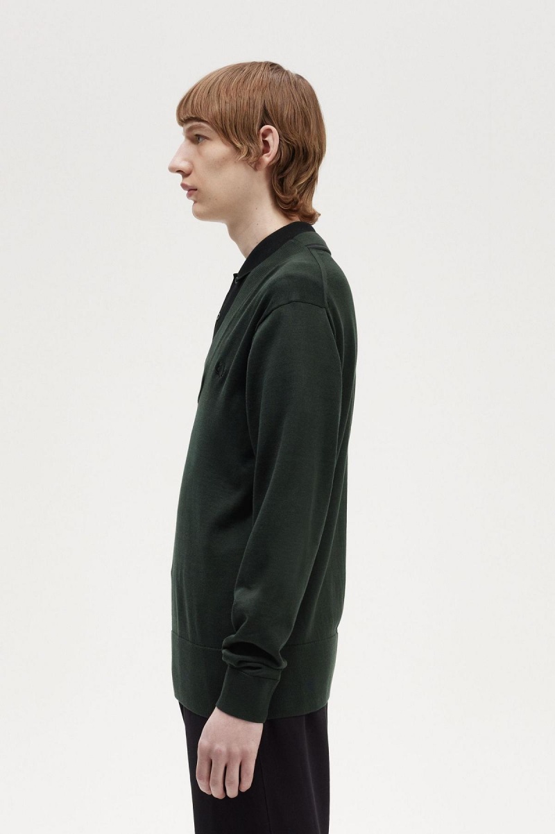 Night Green Fred Perry V-Neck Jumper Men's Knitwear | CANZX78063