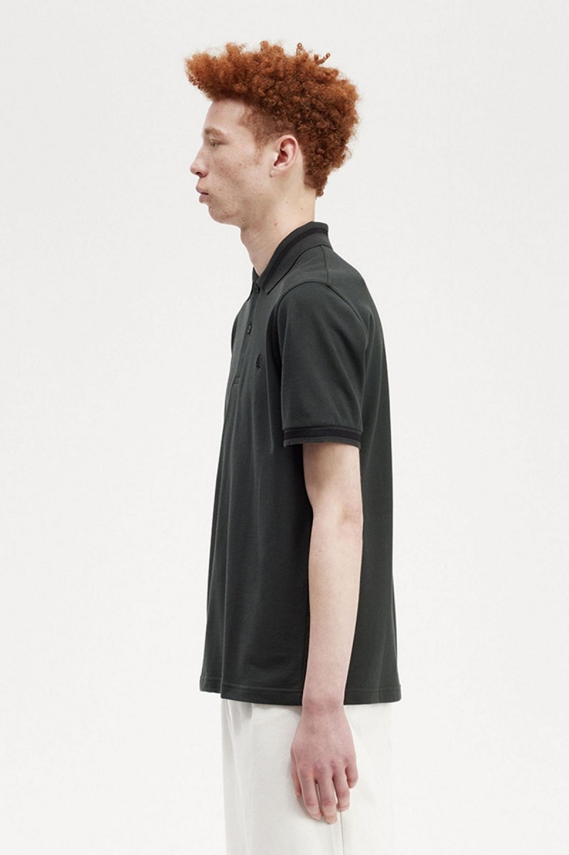 Night Green / Black Fred Perry M2 Men's Polo Shirts | CAIIZ86938