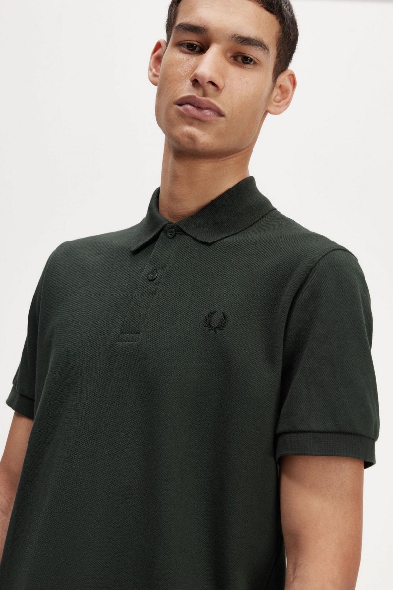 Night Green / Black Fred Perry M3 Men's Polo Shirts | CACIF28904