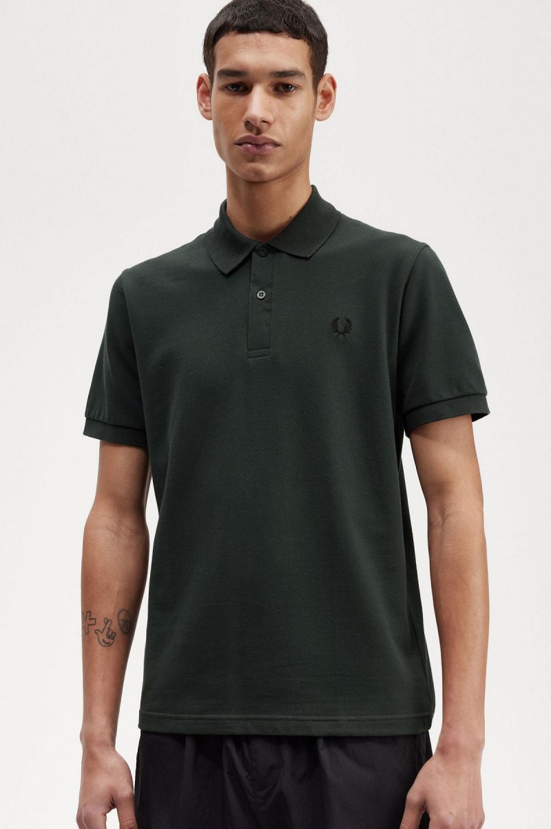 Night Green / Black Fred Perry M3 Men's Polo Shirts | CACIF28904