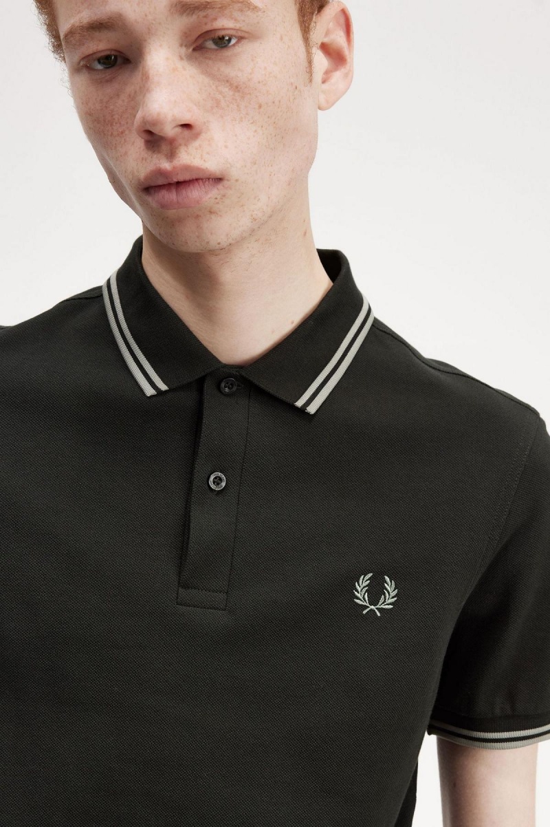 Night Green / Seagrass / Seagrass Fred Perry M3600 Men's Polo Shirts | CAJBT58511