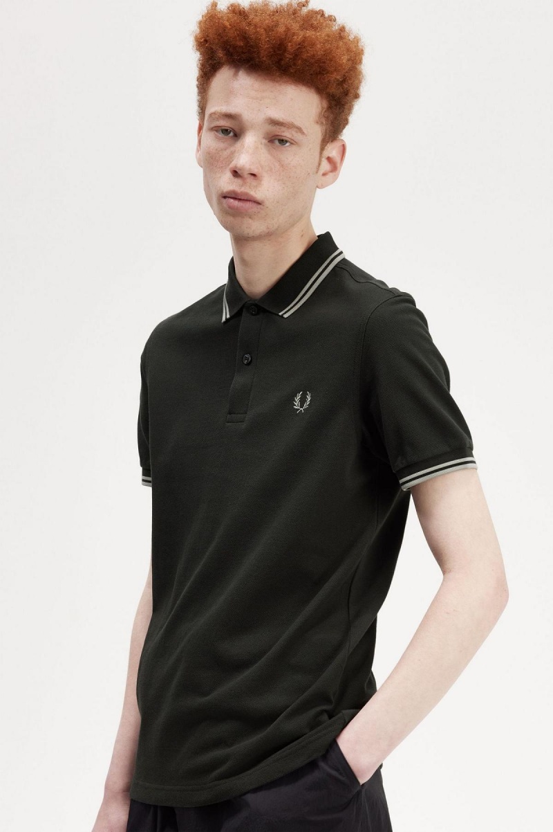 Night Green / Seagrass / Seagrass Fred Perry M3600 Men's Polo Shirts | CAJBT58511