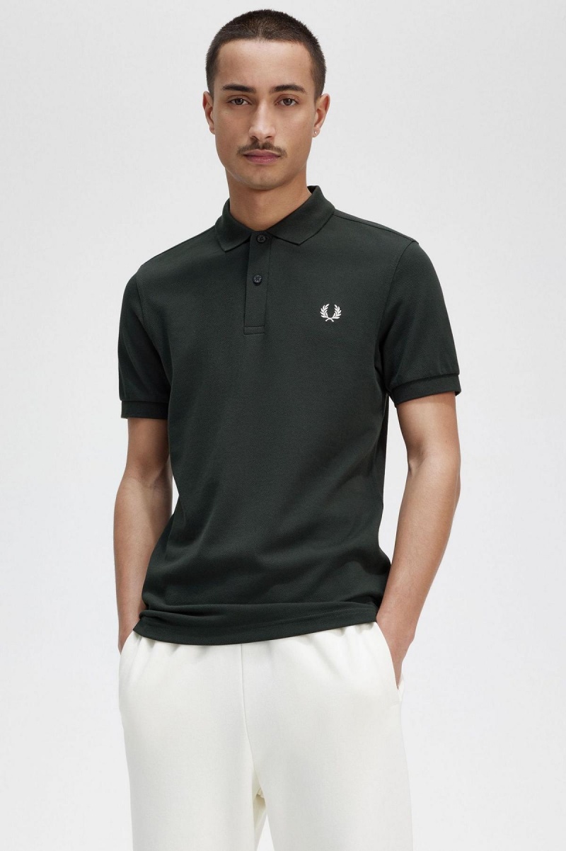 Night Green / Snow White Fred Perry M6000 Men's Polo Shirts | CAJKU74062