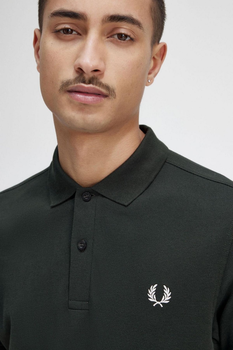 Night Green / Snow White Fred Perry M6000 Men's Polo Shirts | CAJKU74062