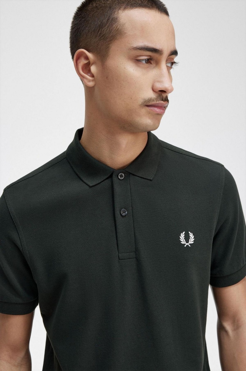 Night Green / Snow White Fred Perry M6000 Men's Polo Shirts | CAJKU74062