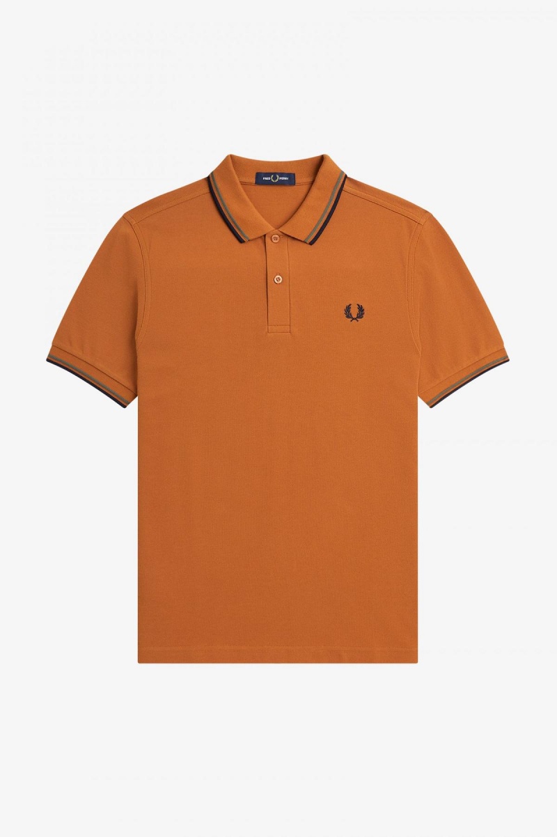 Nut Flake / Field Green / Navy Fred Perry M3600 Men's Fred Perry Shirt | CADYB36664