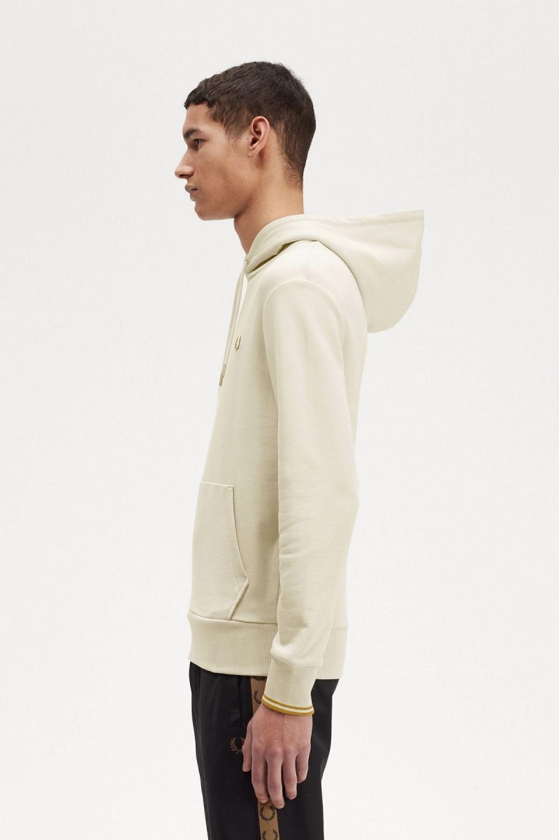 Oatmeal Fred Perry Tipped Hooded Men's Sweatshirts | CAJKU16152