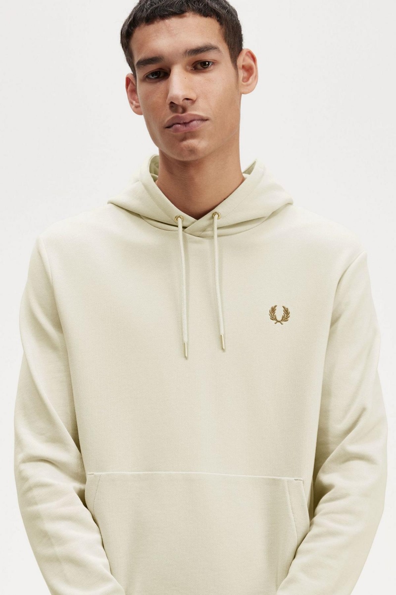 Oatmeal Fred Perry Tipped Hooded Men's Sweatshirts | CAJKU16152