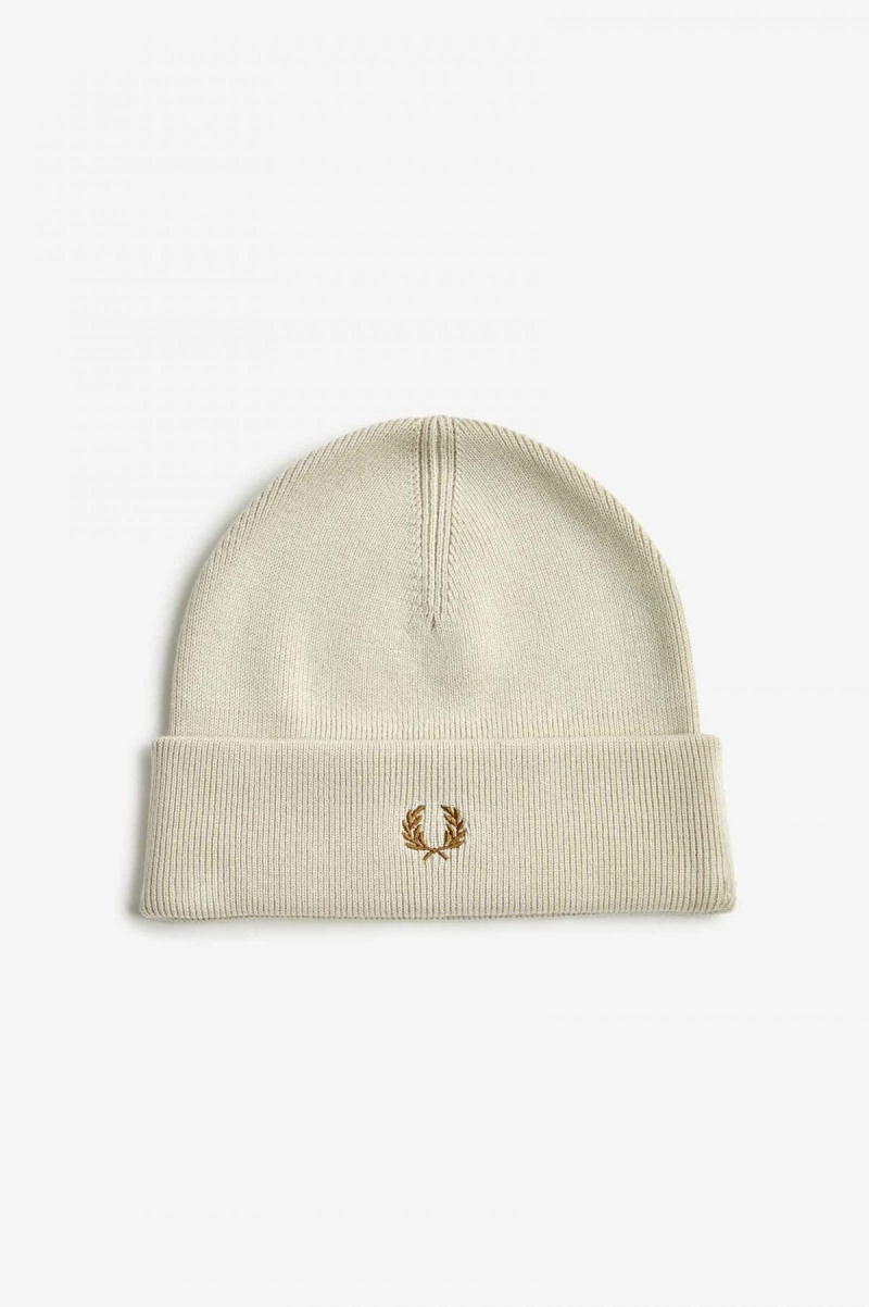 Oatmeal / Dark Caramel Fred Perry Classic Accessories Beanie | FCAUI60277