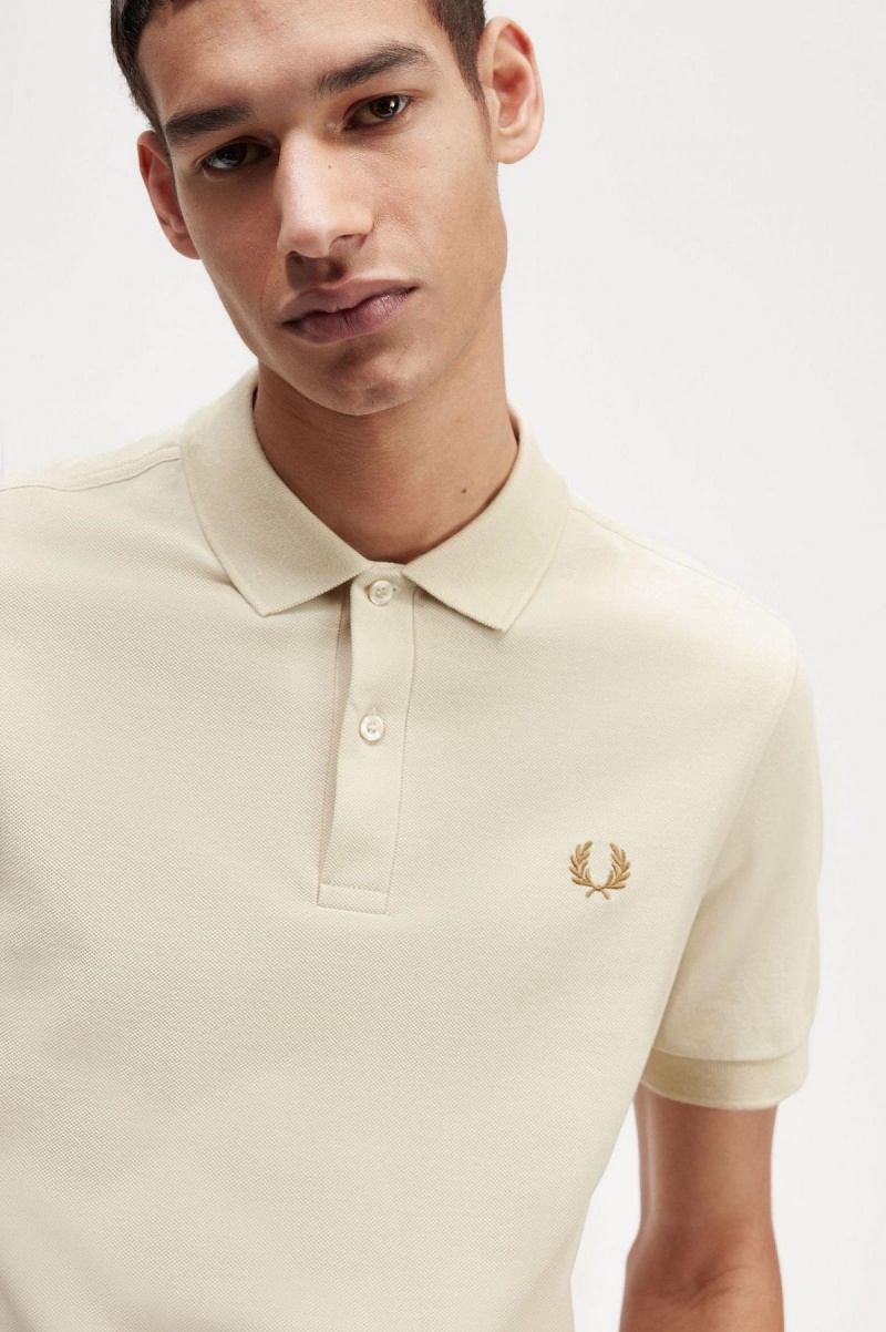 Oatmeal / Dark Caramel Fred Perry M6000 Men's Polo Shirts | DCAKV52406