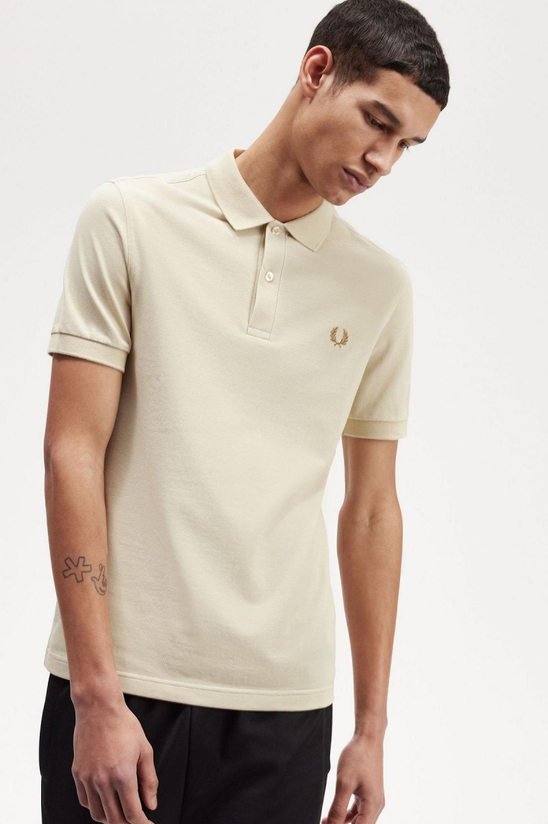 Oatmeal / Dark Caramel Fred Perry M6000 Men's Polo Shirts | DCAKV52406