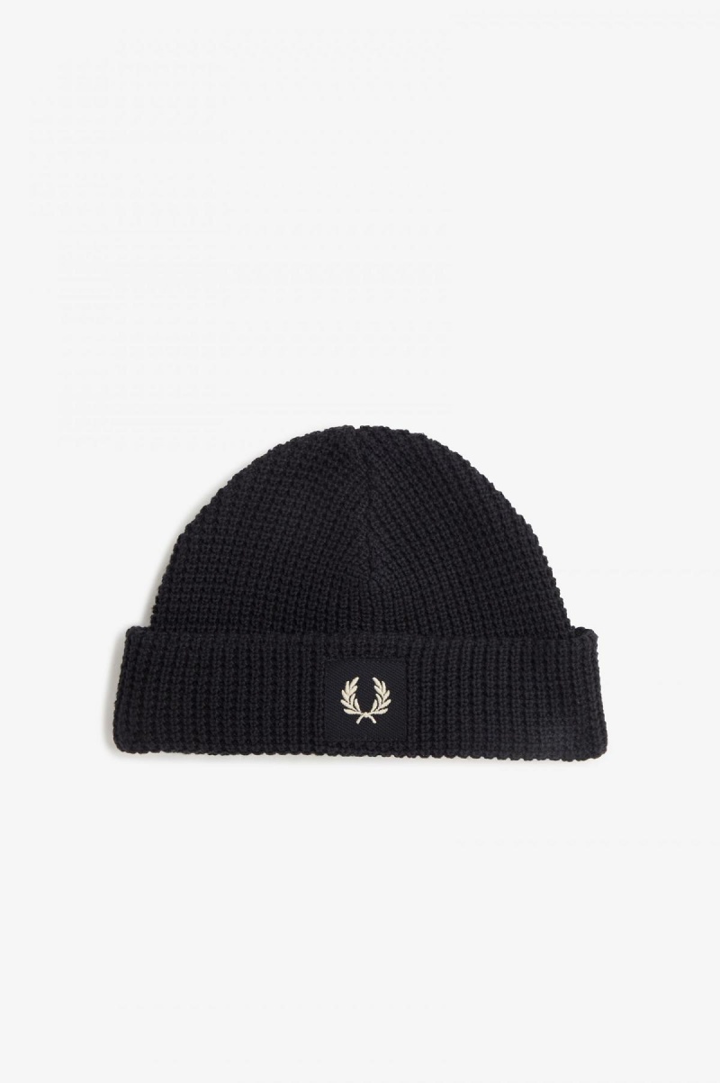 Oatmeal / Dark Caramel Fred Perry Waffle Knit Accessories Beanie | CAQCS40371