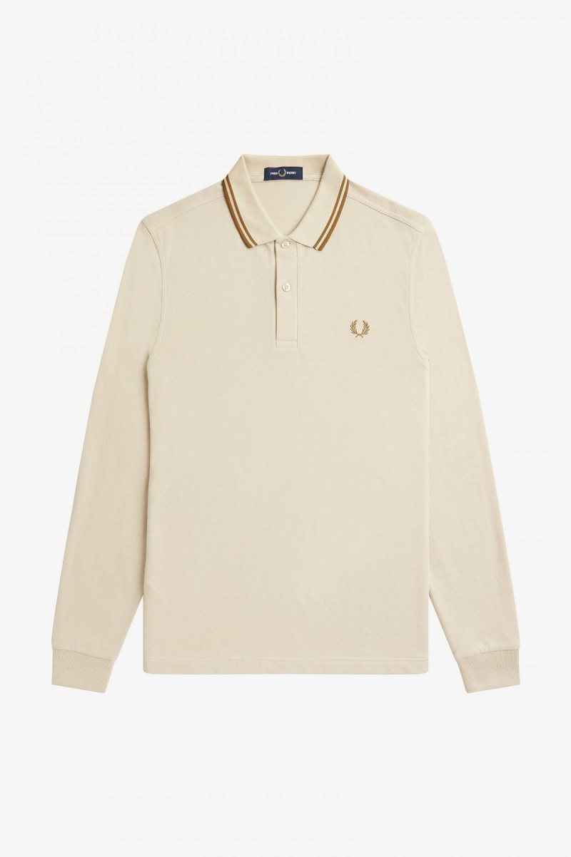 Oatmeal / Dark Caramel / Dark Caramel Fred Perry M3636 Men's Fred Perry Shirt | GCAEC29647