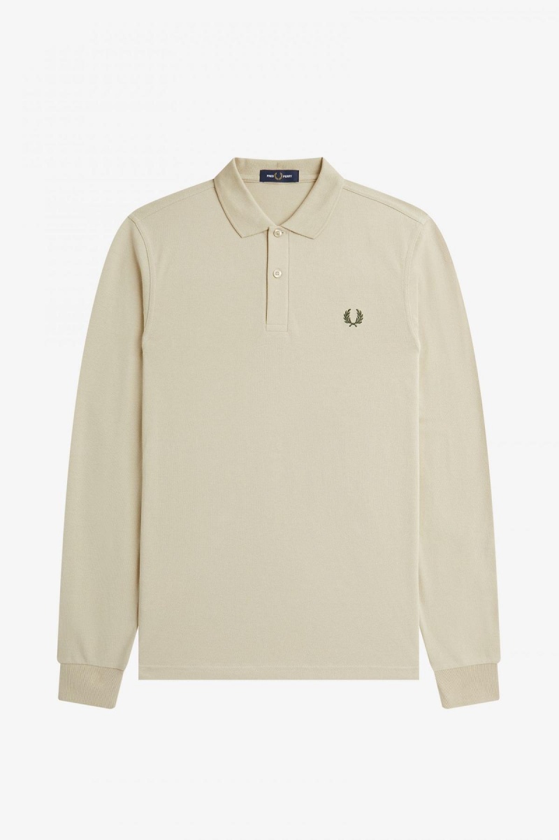 Oatmeal / Field Green Fred Perry M6006 Men's Fred Perry Shirt | CAJVR62848