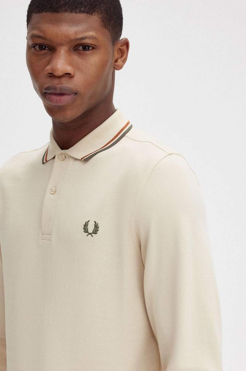 Oatmeal / Nut Flake / Field Green Fred Perry M3636 Men's Polo Shirts | ECAHC21393