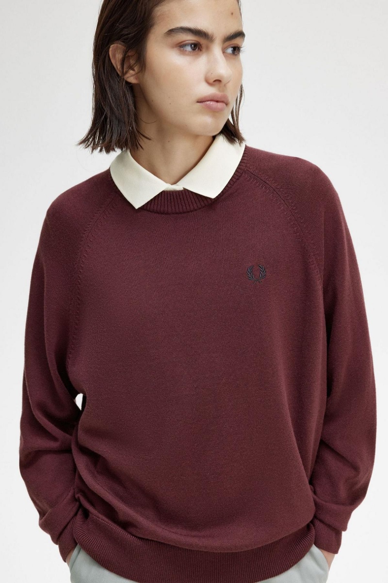 Oxblood Fred Perry Crew Neck Jumper Women's Knitwear | CANEJ58477