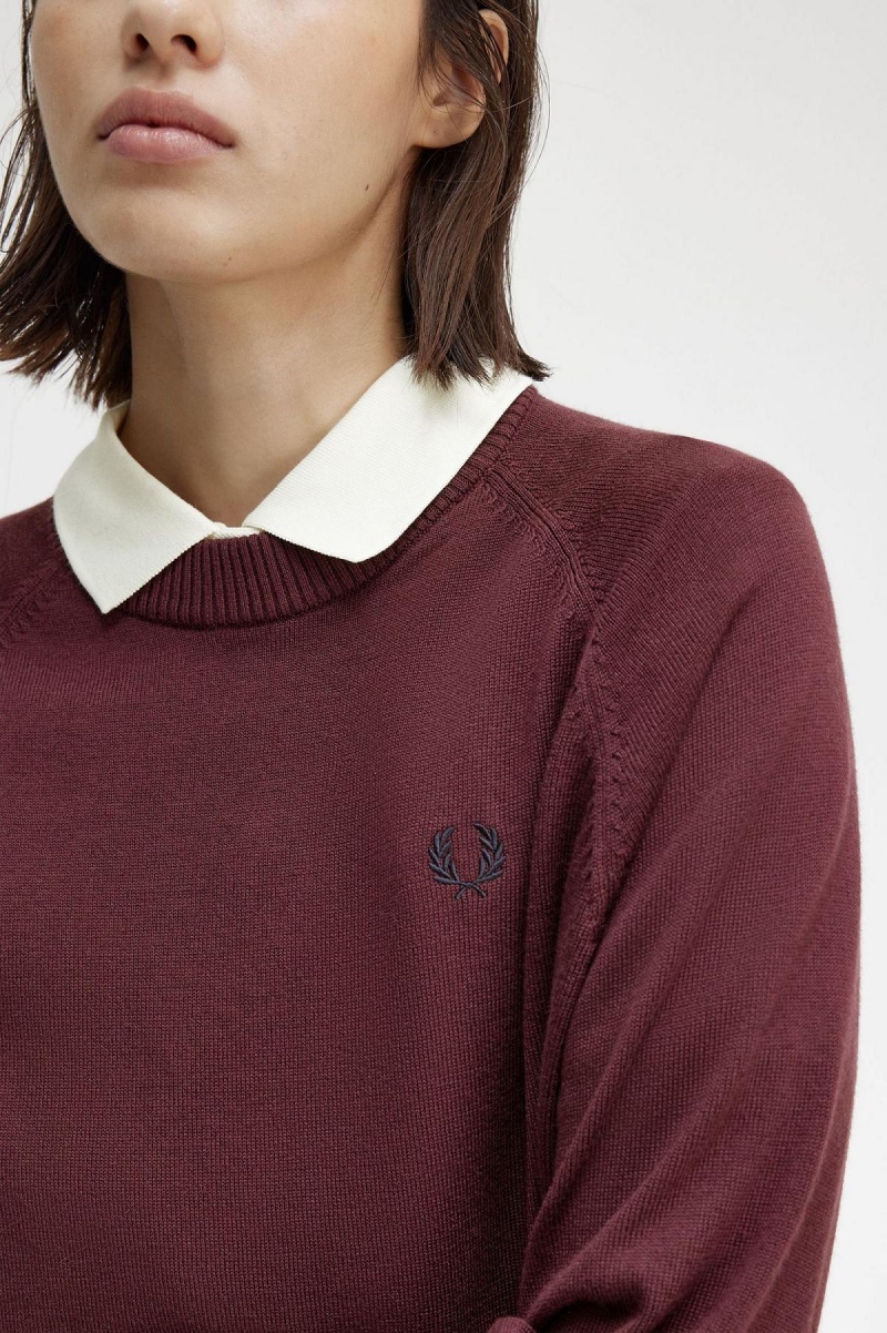 Oxblood Fred Perry Crew Neck Jumper Women's Knitwear | CANEJ58477