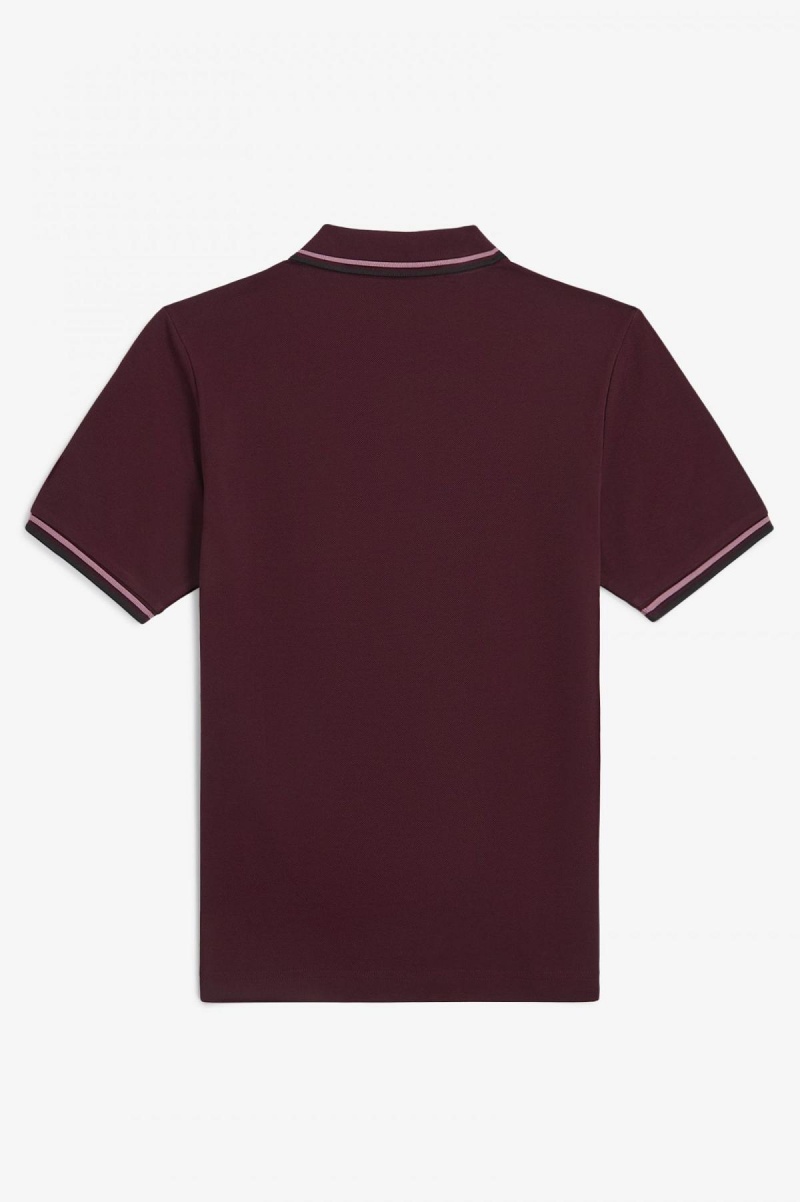 Oxblood / Dusty Rose Pink / Black Fred Perry G3600 Women's Fred Perry Shirt | BCASO11396