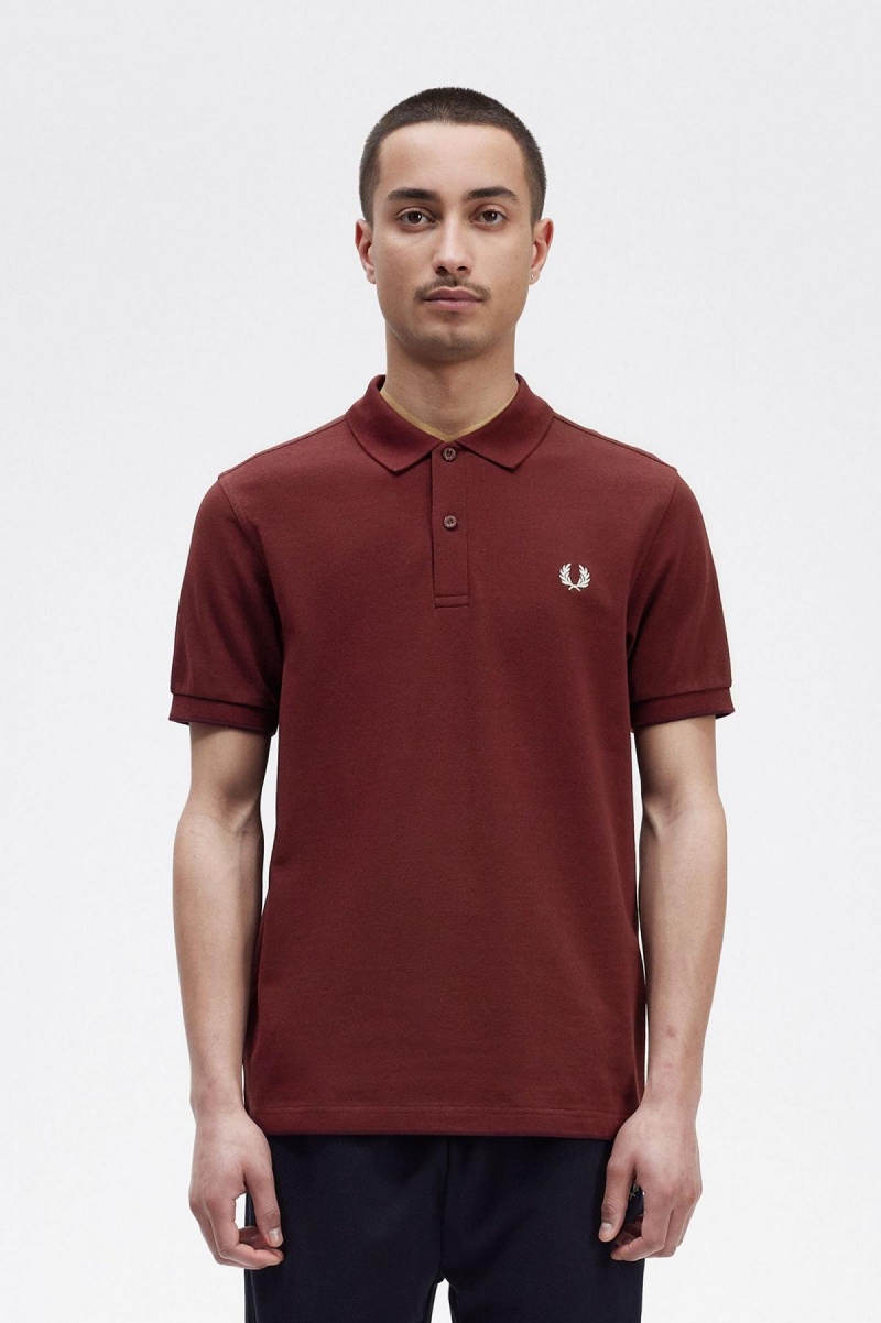 Oxblood / Ecru Fred Perry M6000 Men's Fred Perry Shirt | QCAWA55780