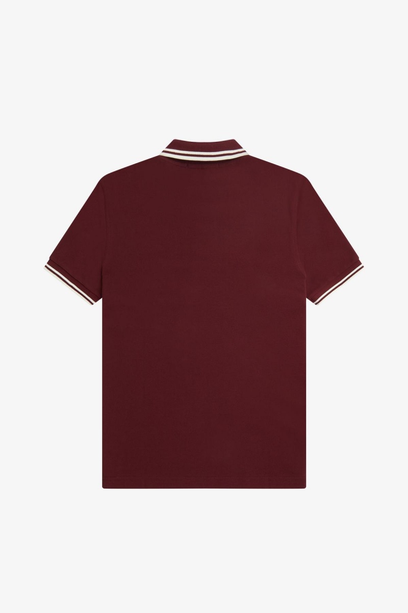 Oxblood / Ecru / Ecru Fred Perry M3600 Men's Fred Perry Shirt | PCAQX62901