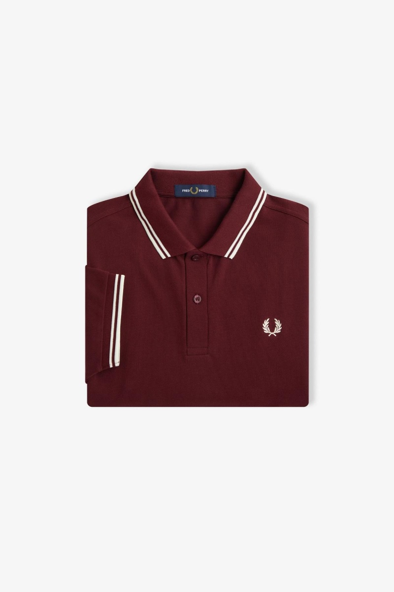 Oxblood / Ecru / Ecru Fred Perry M3600 Men\'s Fred Perry Shirt | PCAQX62901