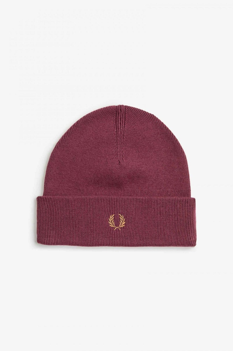 Oxblood / Shaded Stone Fred Perry Classic Accessories Beanie | QCAWA41508