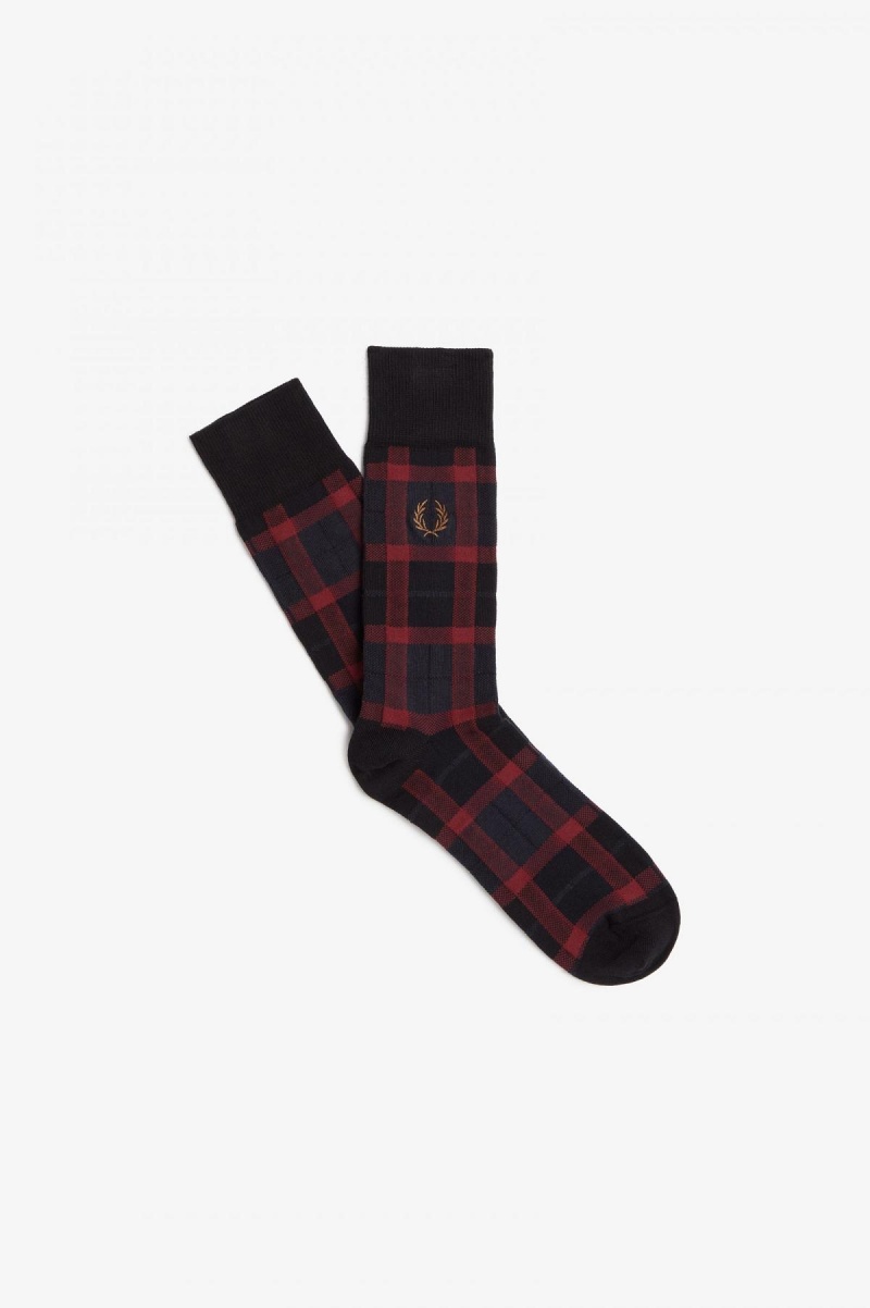 Oxblood / Shaded Stone Fred Perry Tartan Accessories Socks | TCAWZ31503