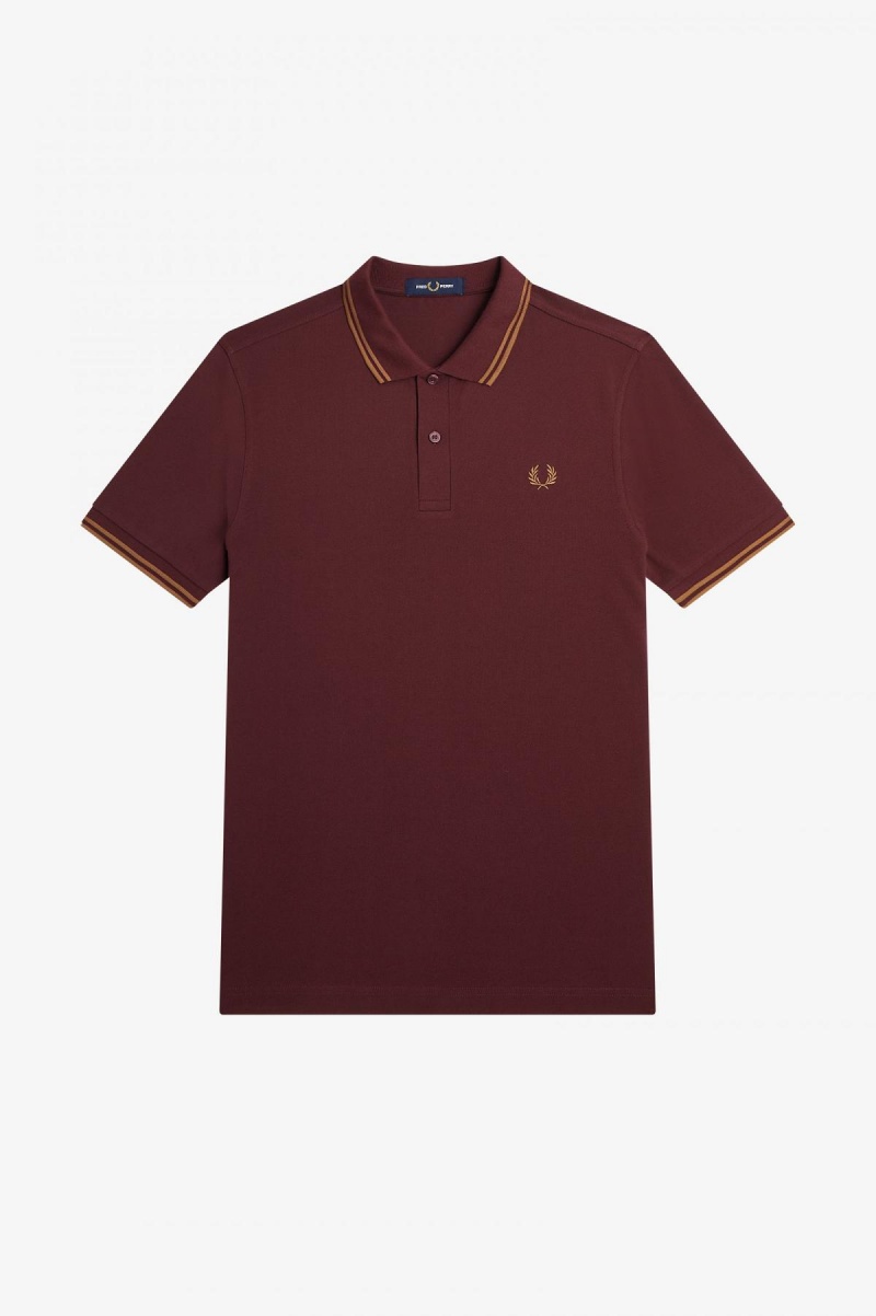 Oxblood / Shaded Stone / Shaded Stone Fred Perry M3600 Men's Fred Perry Shirt | CAXMI85689