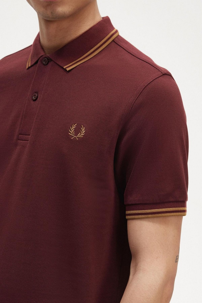 Oxblood / Shaded Stone / Shaded Stone Fred Perry M3600 Men's Polo Shirts | CADYB34050