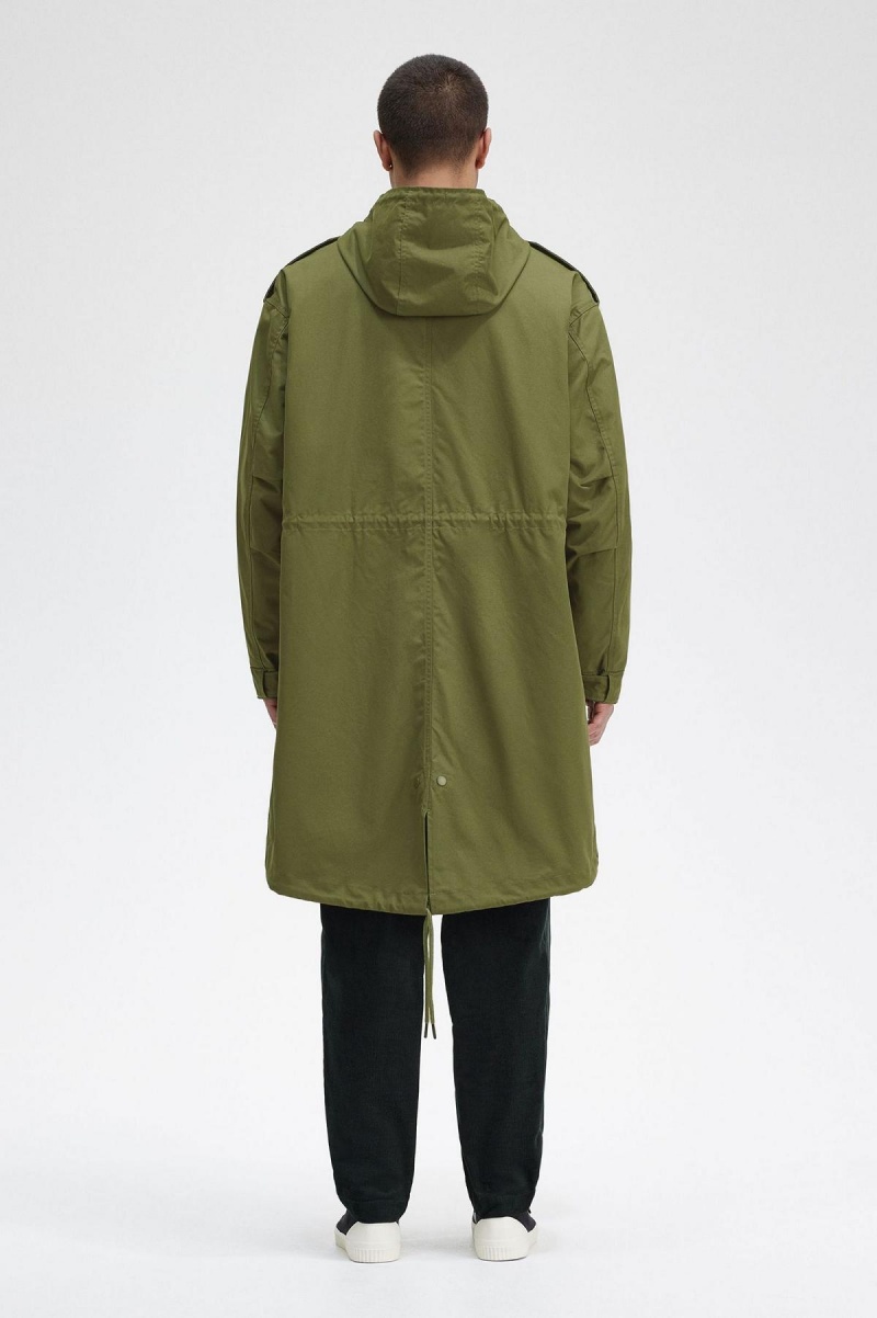 Parka Green Fred Perry Faux Fur Lined Parka Men's Coats | CAJBT14156