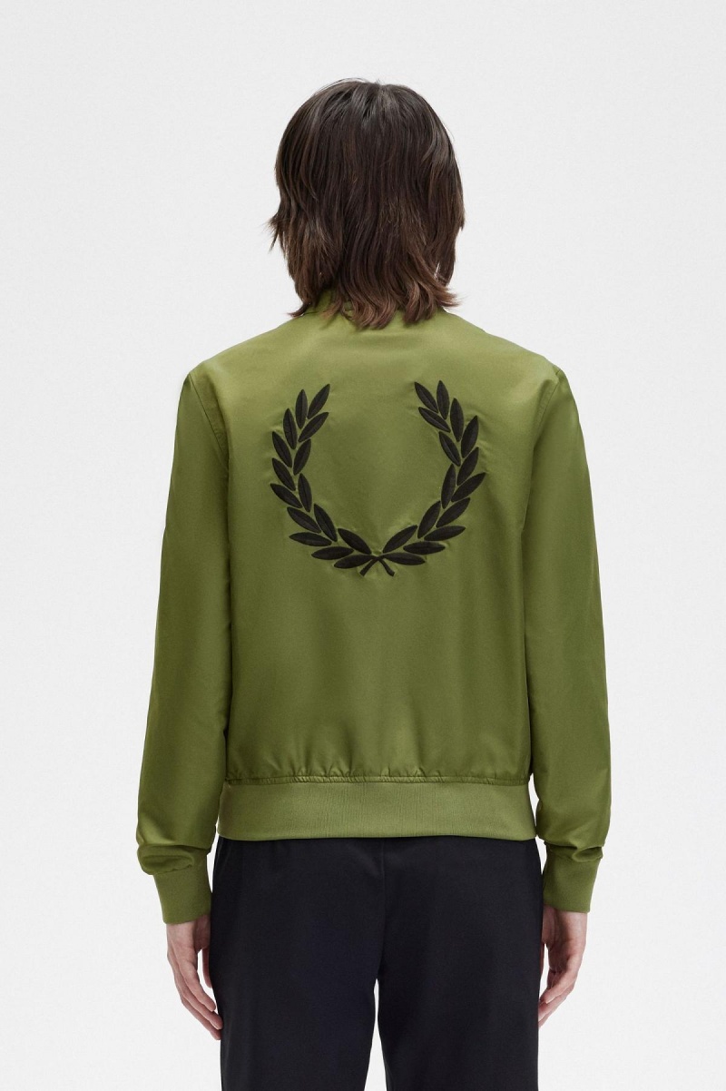 Parka Green Fred Perry Printed Lining Zip-Through Women's Coats | BCASD39826