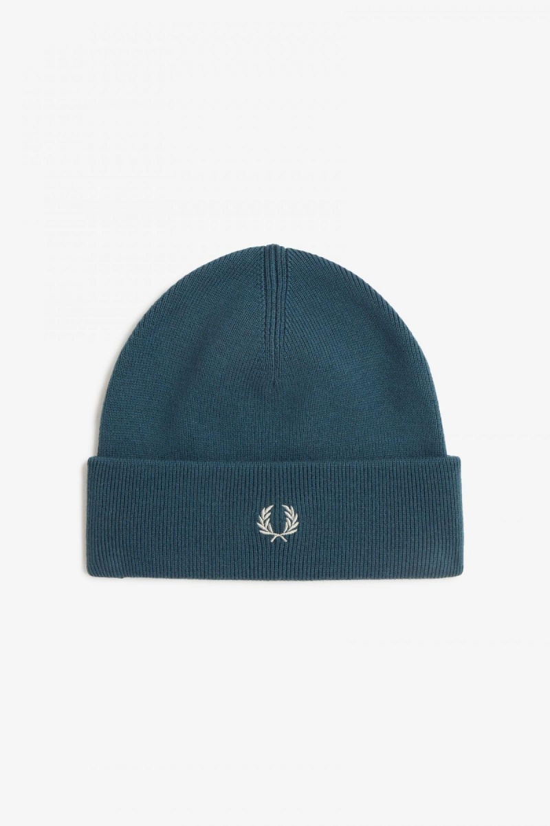 Petrol Blue / Light Oyster Fred Perry Classic Accessories Beanie | ZCANQ71312