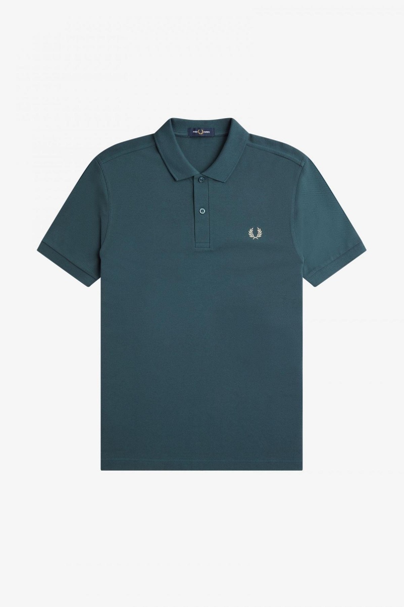 Petrol Blue / Light Oyster Fred Perry M6000 Men's Fred Perry Shirt | FCAUI91899