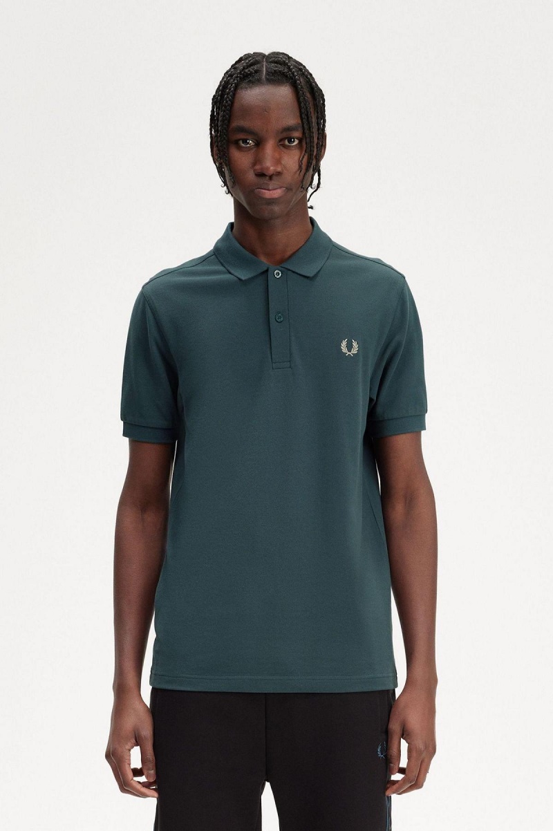 Petrol Blue / Light Oyster Fred Perry M6000 Men's Fred Perry Shirt | FCAUI91899