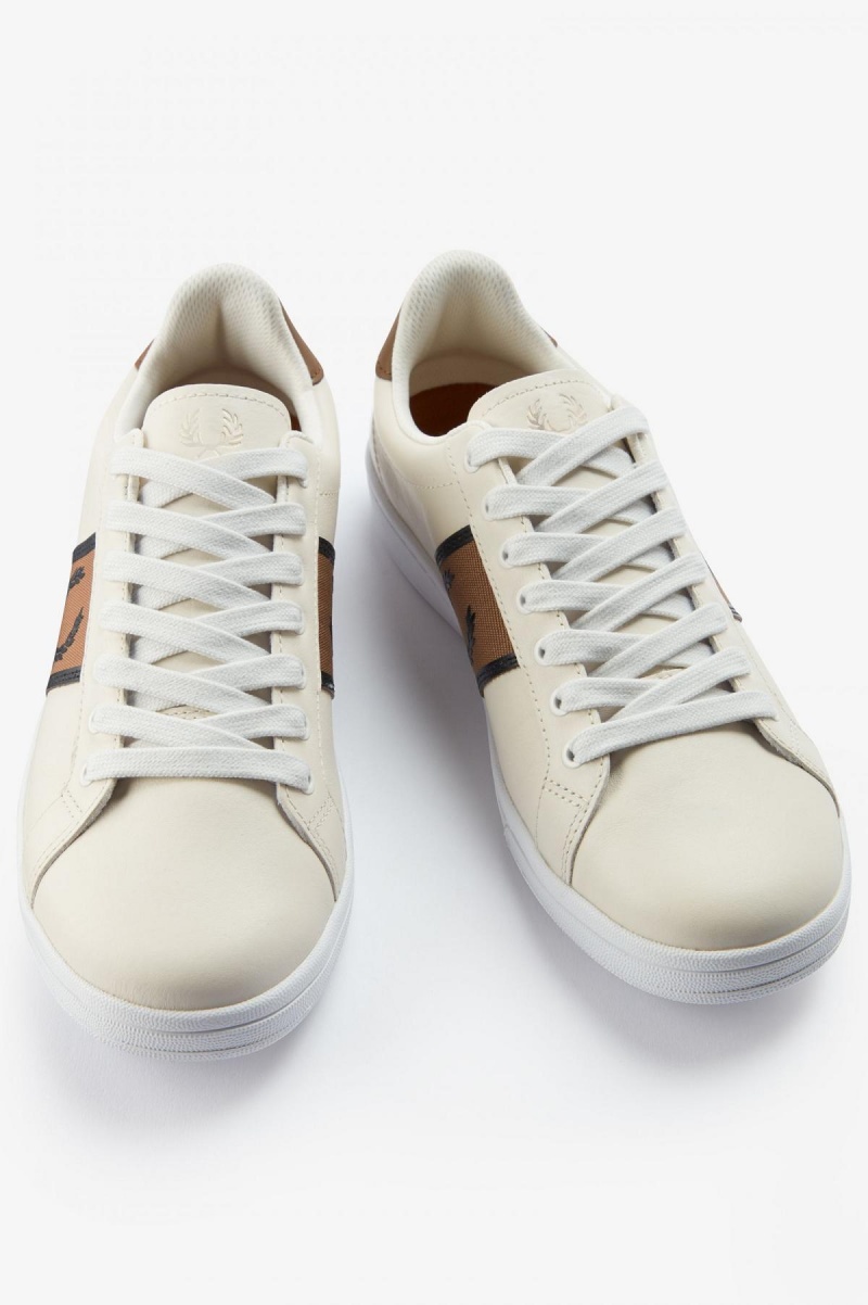 Porcelain / Black Fred Perry B721 Men's Shoes | CADFL80857