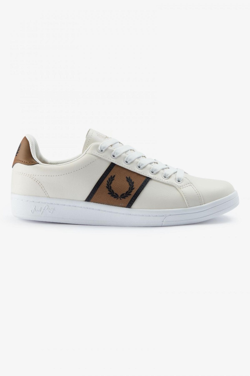 Porcelain / Black Fred Perry B721 Men\'s Shoes | CADFL80857