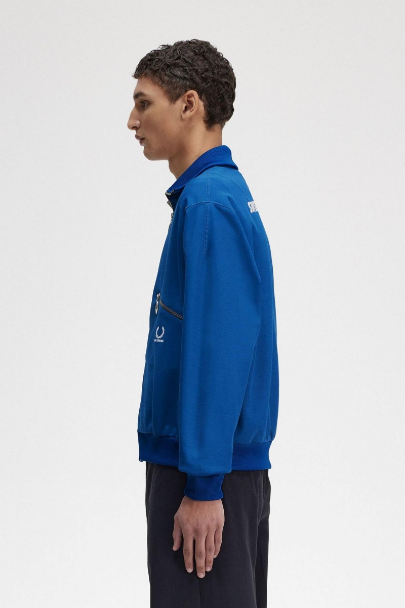 Royal Blue Fred Perry Printed Men's Track Jackets | YCAGT16054