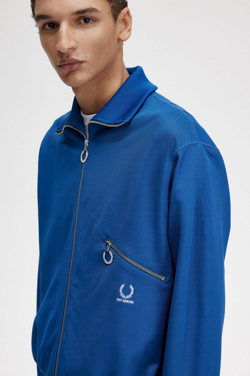 Royal Blue Fred Perry Printed Men's Track Jackets | YCAGT16054