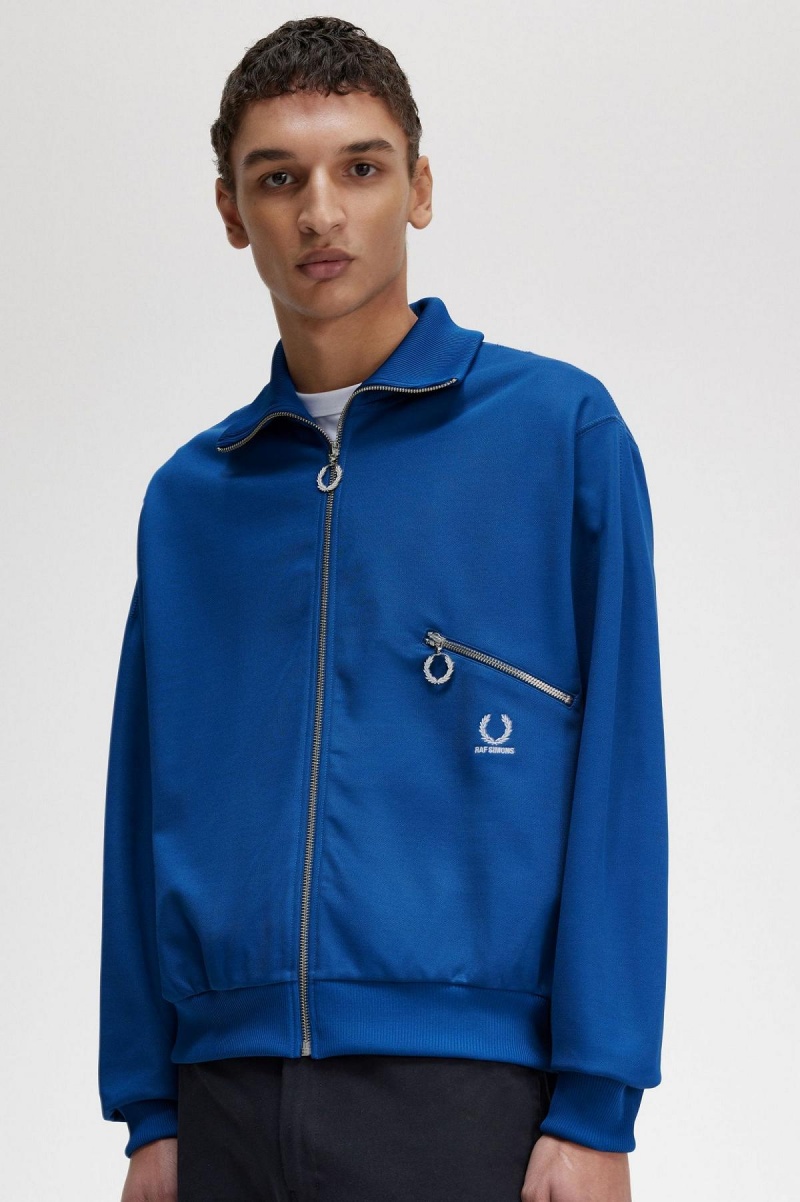 Royal Blue Fred Perry Printed Men's Track Jackets | YCAGT16054