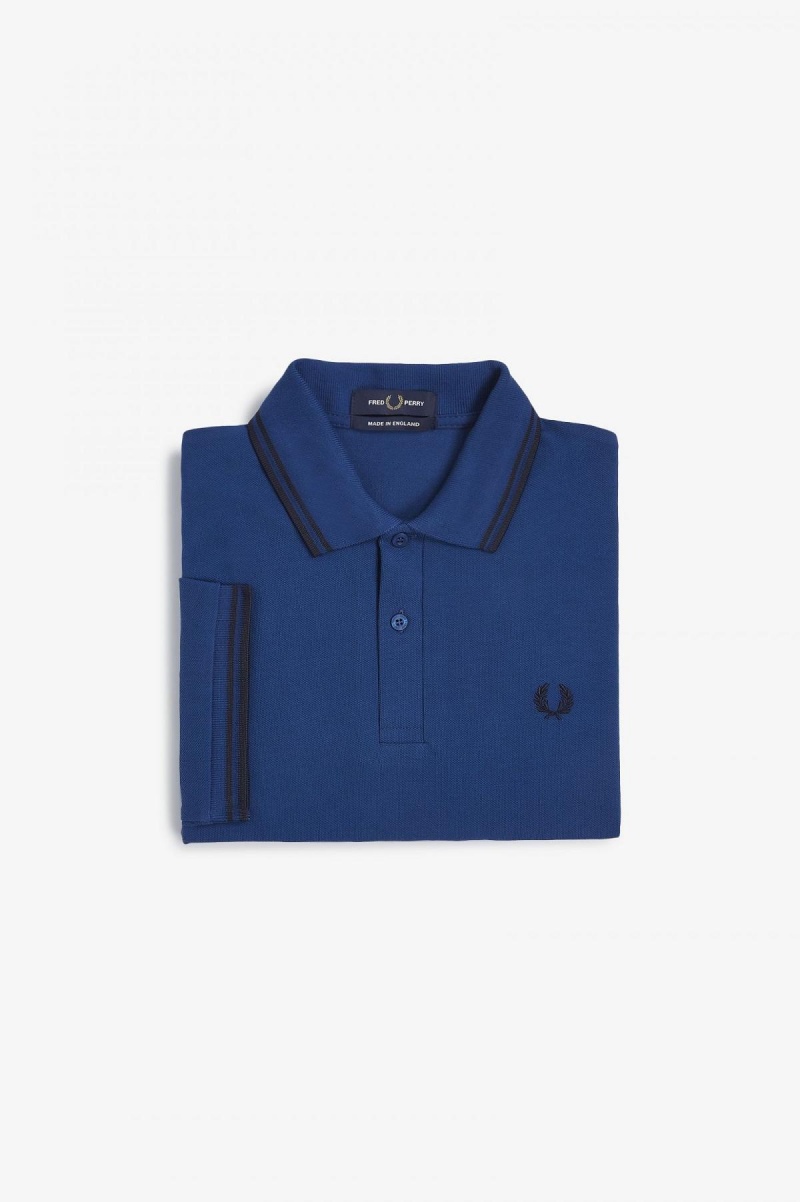 Shaded Cobalt / Navy / Navy Fred Perry M12 Men's Polo Shirts | DCAVO44860