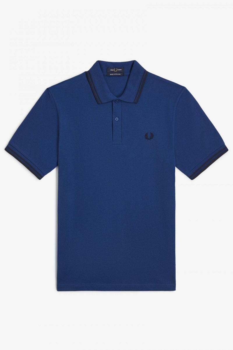 Shaded Cobalt / Navy / Navy Fred Perry M12 Men's Fred Perry Shirt | UCAND99340