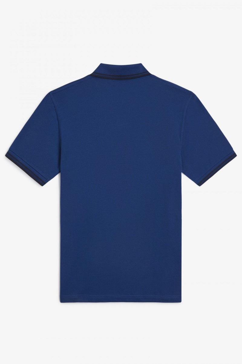 Shaded Cobalt / Navy / Navy Fred Perry M12 Men's Fred Perry Shirt | UCAND99340