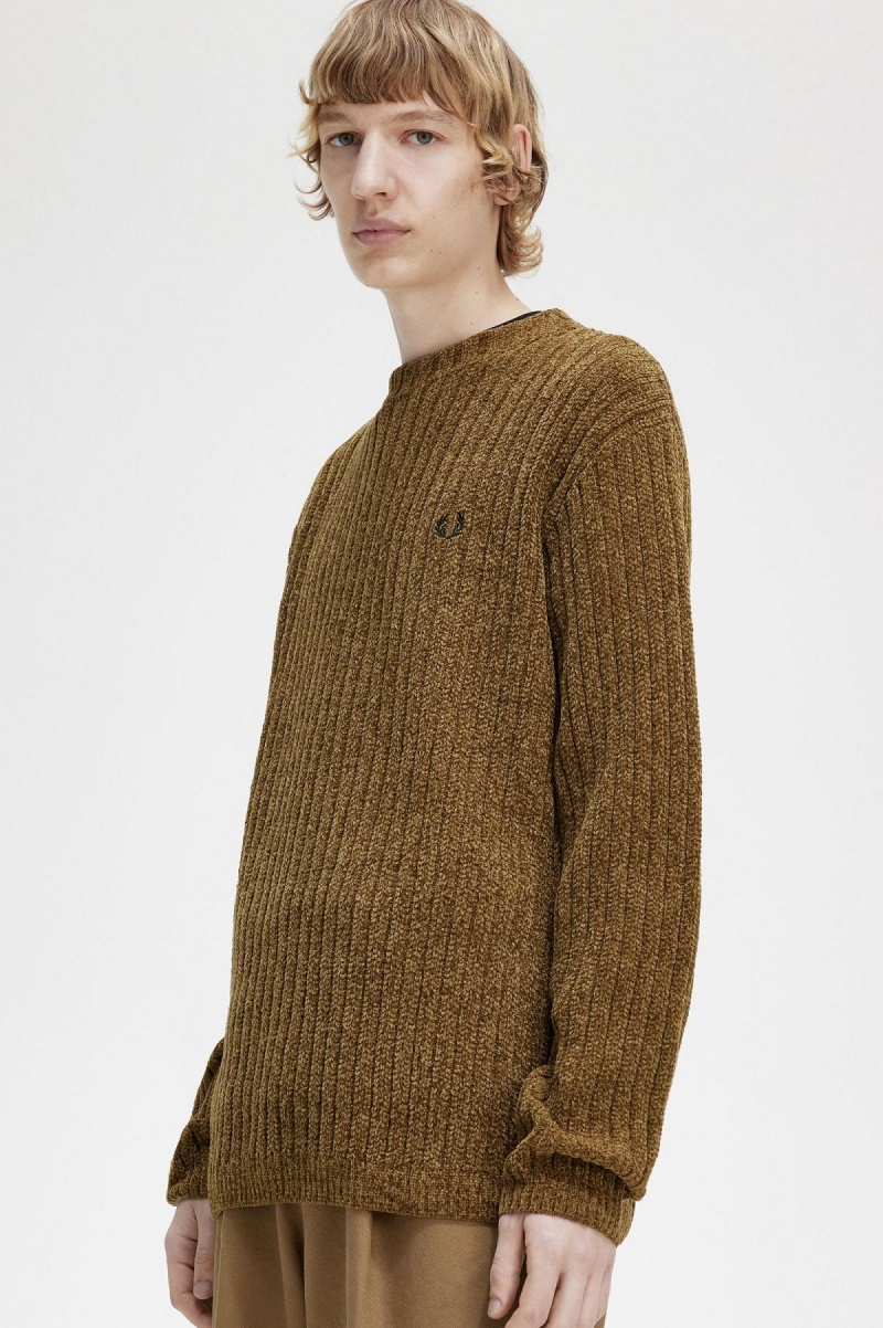 Shaded Stone Fred Perry Chenille Rib Jumper Men's Knitwear | CAZPD27953