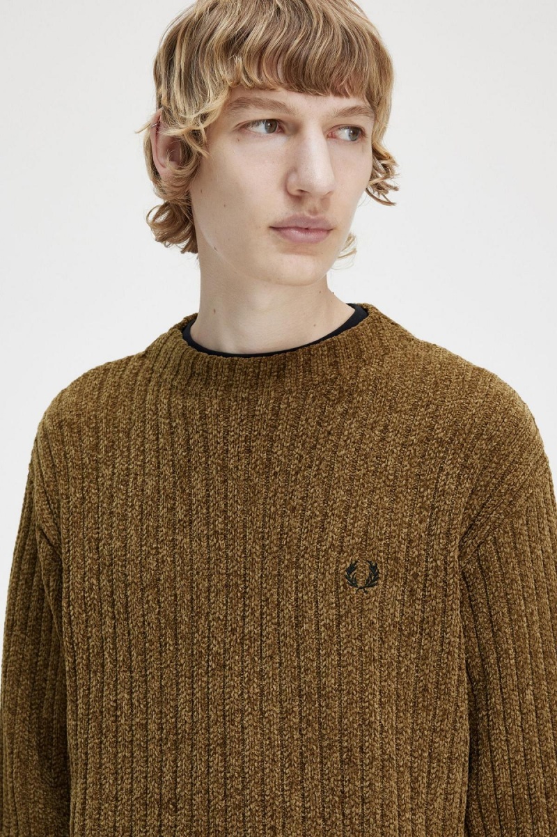 Shaded Stone Fred Perry Chenille Rib Jumper Men's Knitwear | CAZPD27953