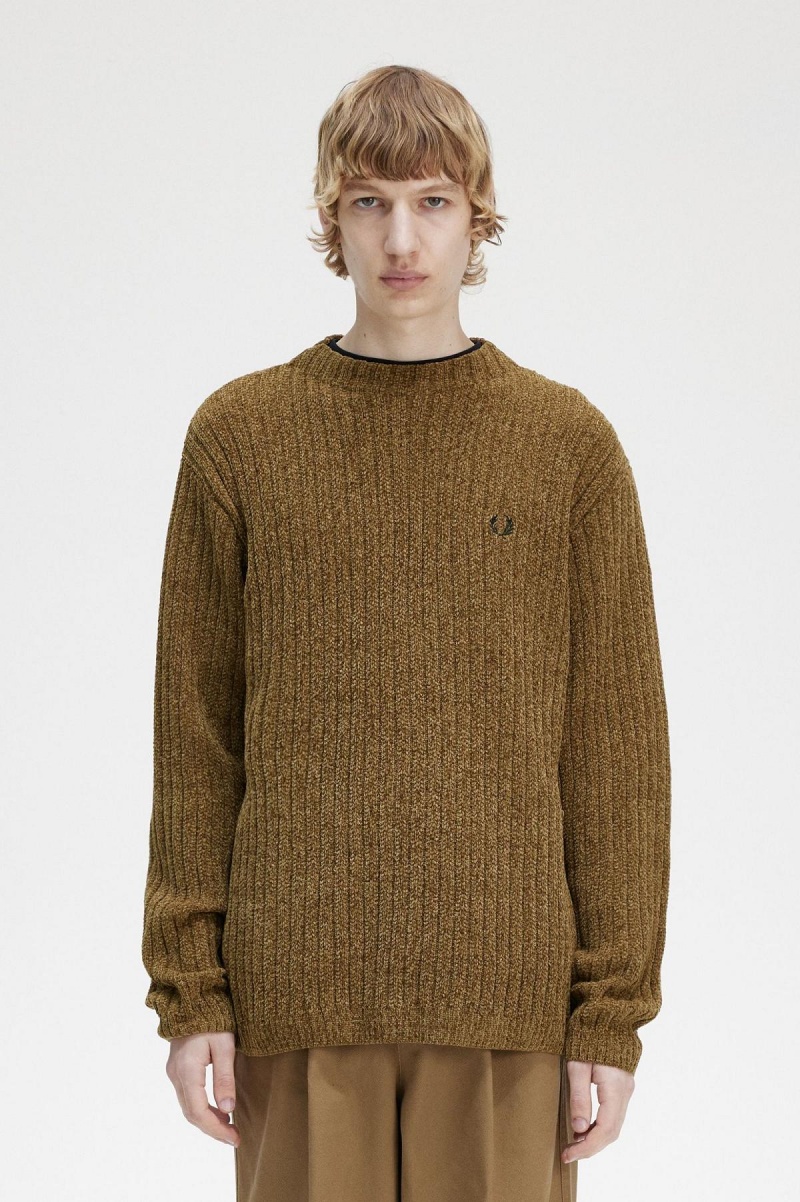 Shaded Stone Fred Perry Chenille Rib Jumper Men\'s Knitwear | CAZPD27953