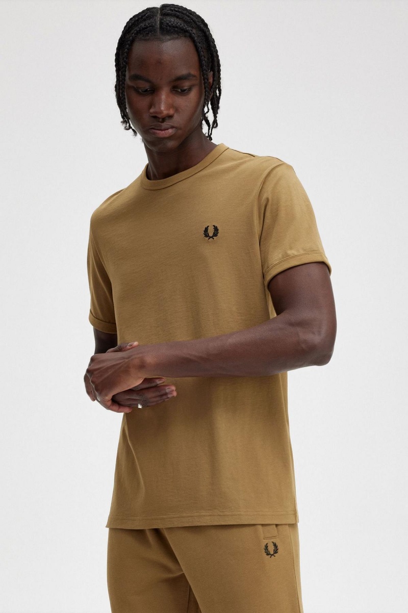 Shaded Stone Fred Perry Ringer Men's T Shirts | PCAQX86708