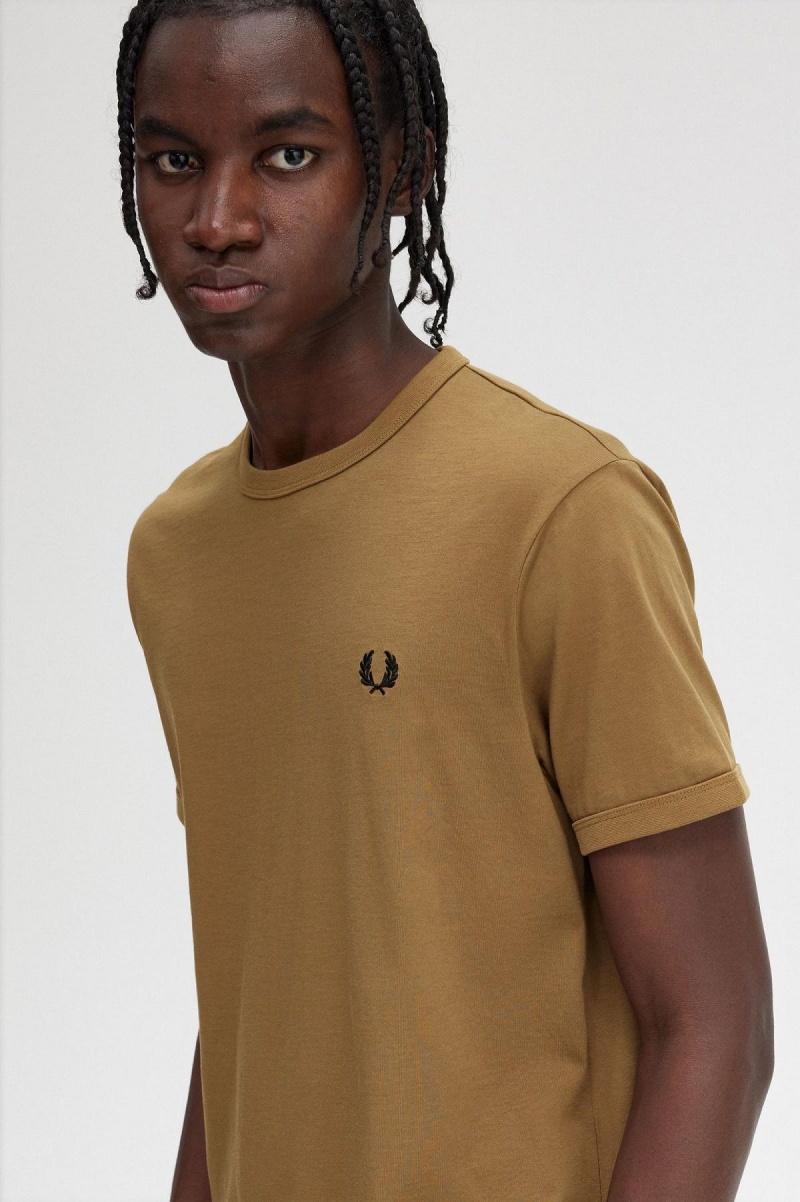 Shaded Stone Fred Perry Ringer Men's T Shirts | PCAQX86708