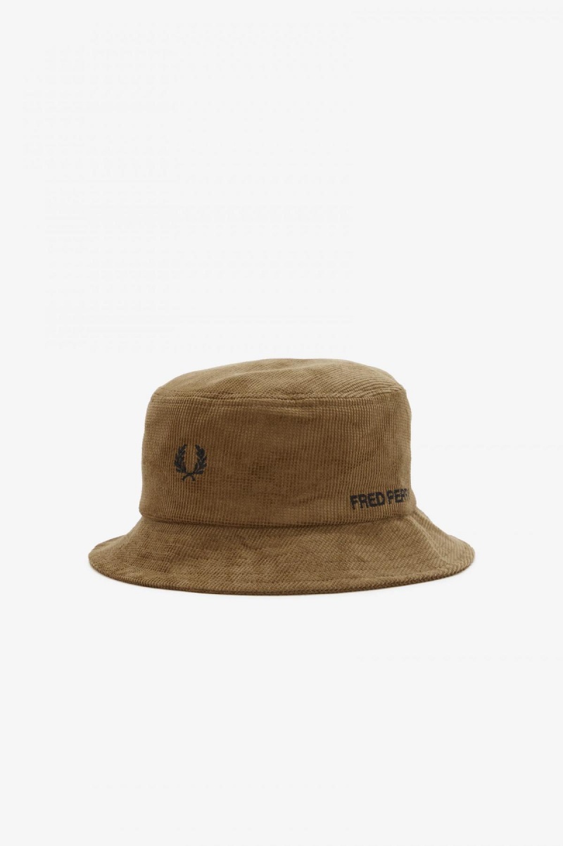 Shaded Stone / Black Fred Perry Waffle Cord Bucket Accessories Hat | XCAGW30959