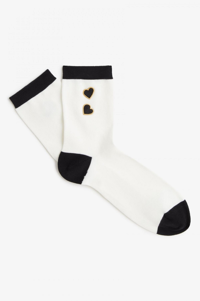 Snow White Fred Perry Heart Accessories Socks | CAIIZ60551