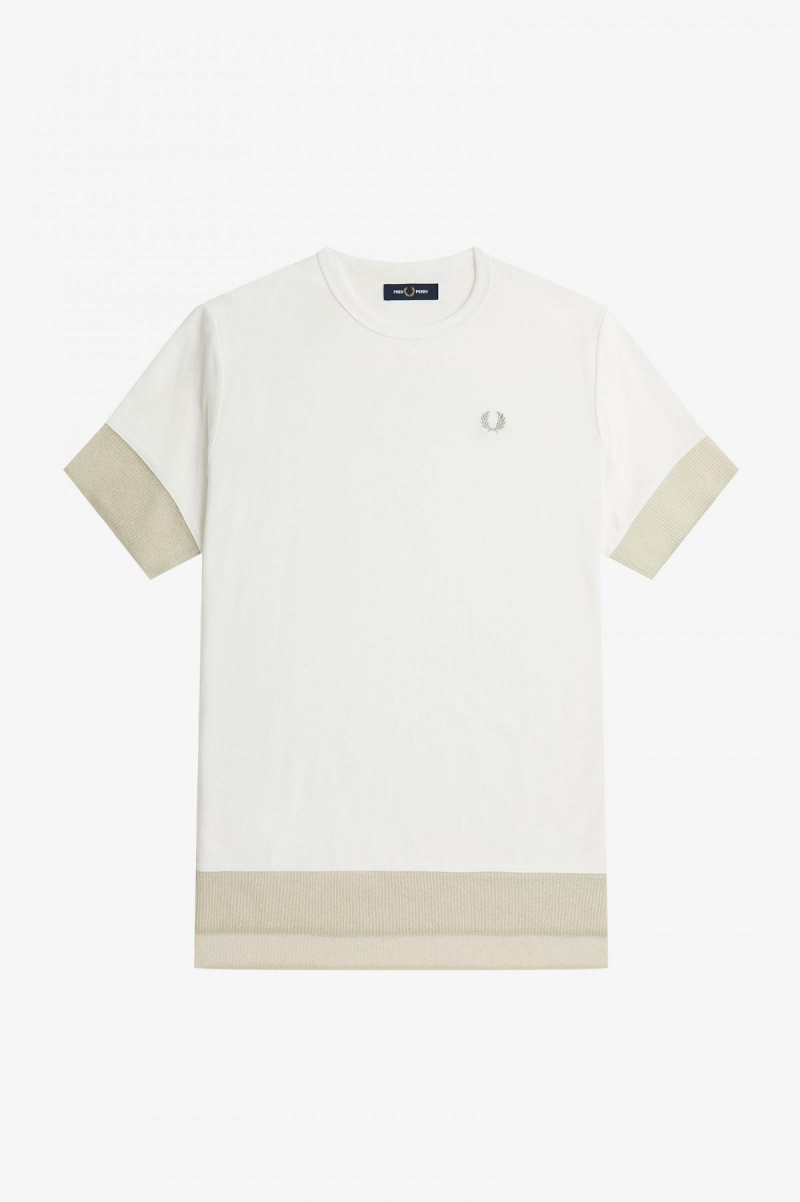 Snow White Fred Perry Sheer Trim Piqué Women's T Shirts | CAJZR71656